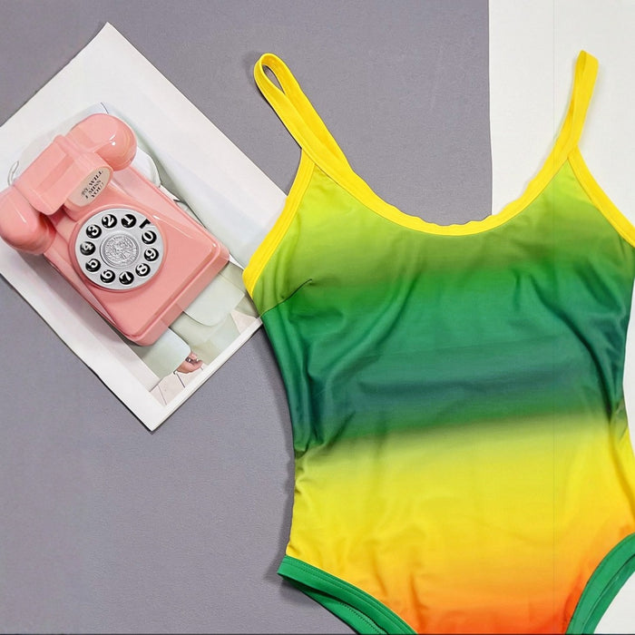 Wholesale New sexy swimsuit cross tie high waist gradient split women's bikini swimsuit