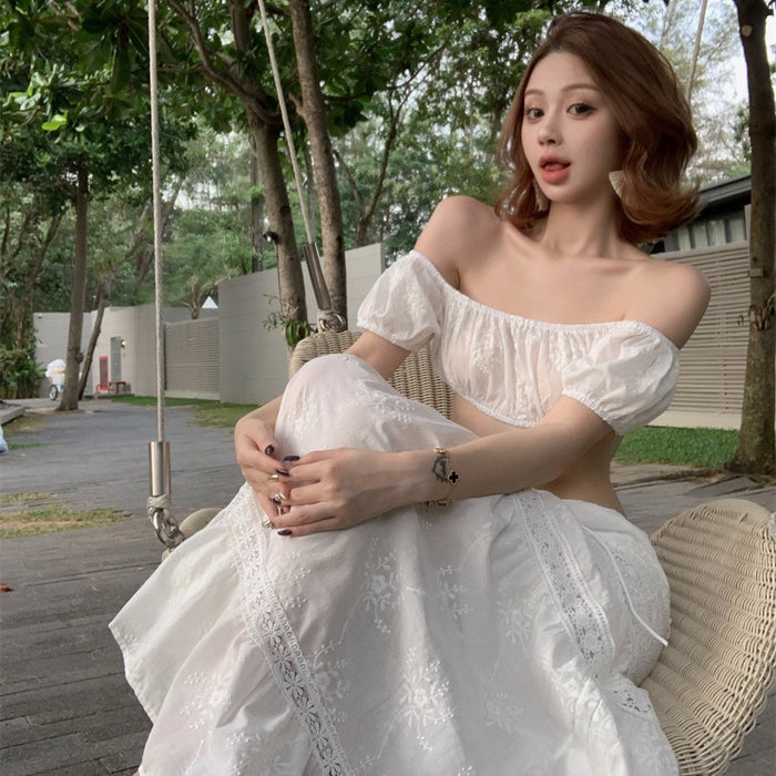 Wholesale Sexy three piece bikini patchwork elastic waist casual long skirt