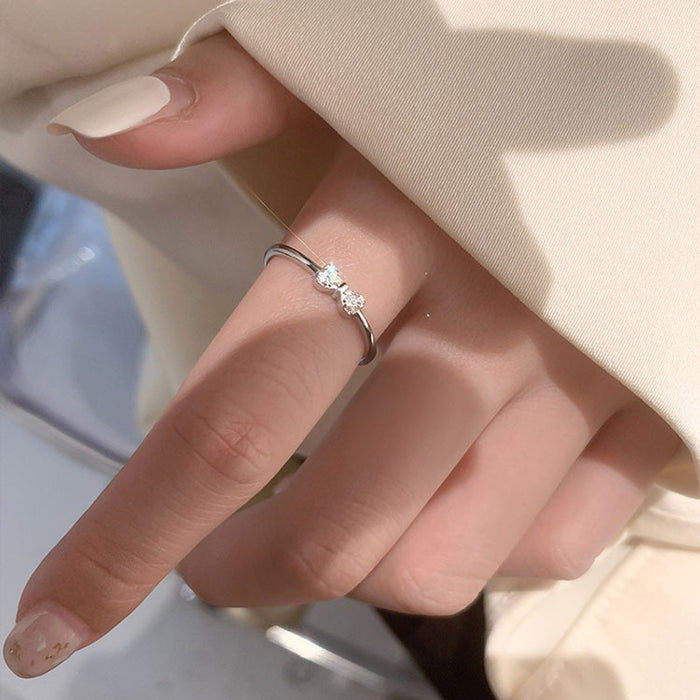Wholesale Diamond Bow Ring Women's Open Finger Ring