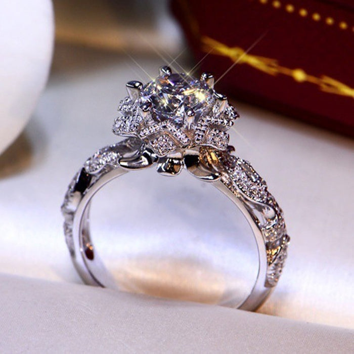 Wholesale Diamond inlaid flower ring luxury ring jewelry