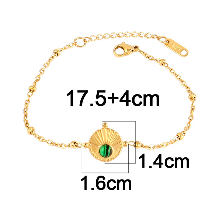 Wholesale Vintage stainless steel natural stone pendant bracelet,  simple and multi-element turquoise bracelet