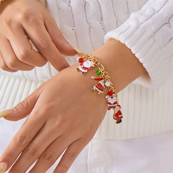 Wholesale Christmas jewelry creative  Christmas tree multi-color candy pendant pearl paper card bracelet