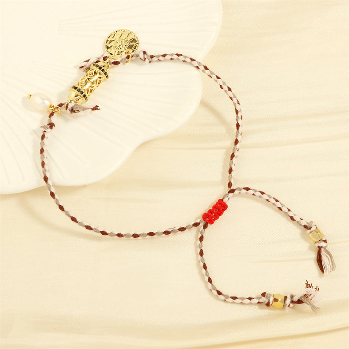 Wholesale Mixed Color Cotton Thread Braided Freshwater Pearl Pendant Bracelet JDC-BT-TianYi006