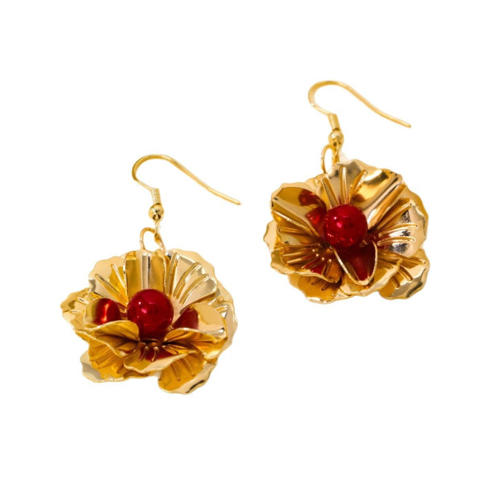 Wholesale Fashionable retro pleated flower earrings with temperament, fashionable and versatile earrings