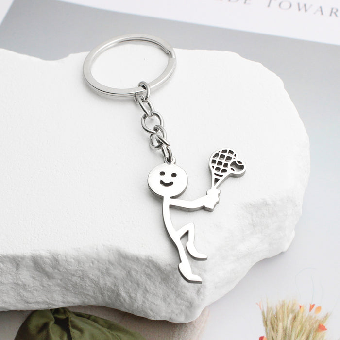 Wholesale Stainless steel keychain sports matchstick couple style keychain funny accessories