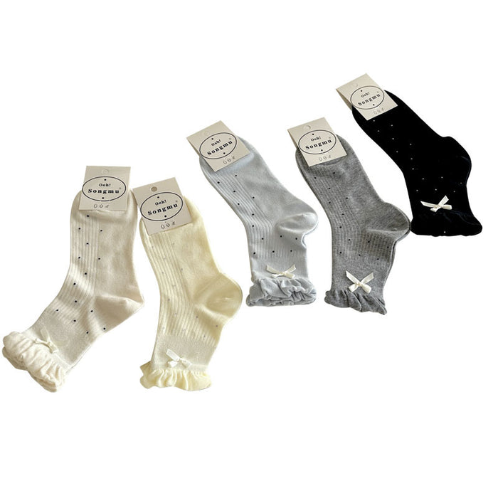 Wholesale Boneless socks, bow tie, short tube women's socks, polka dot cotton socks