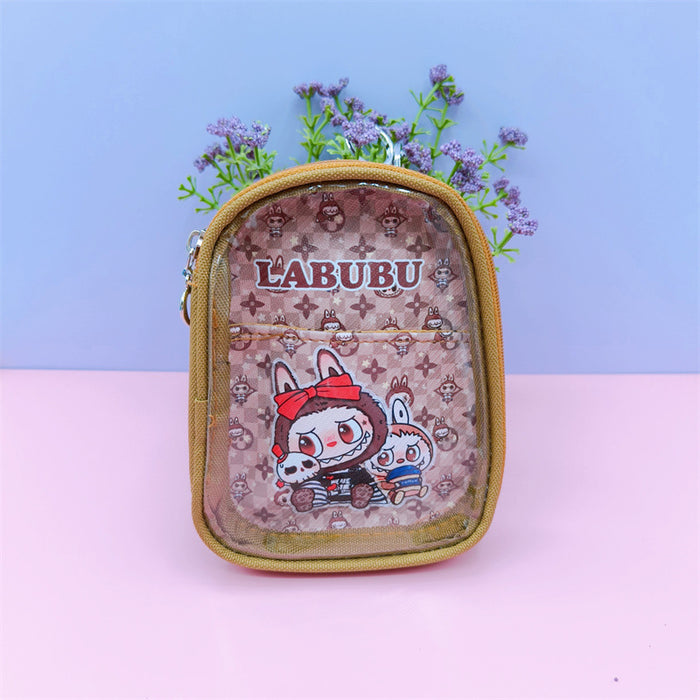 Wholesale Coin Purse Pendant Small Storage Bag Cartoon Canvas Double-Layer Transparent Cosmetic Storage Bag