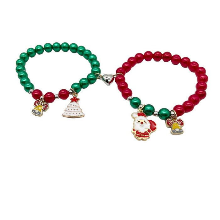 Wholesale  Couple Bracelet Red and Black Beaded Bracelet  Pendant Holiday Gift