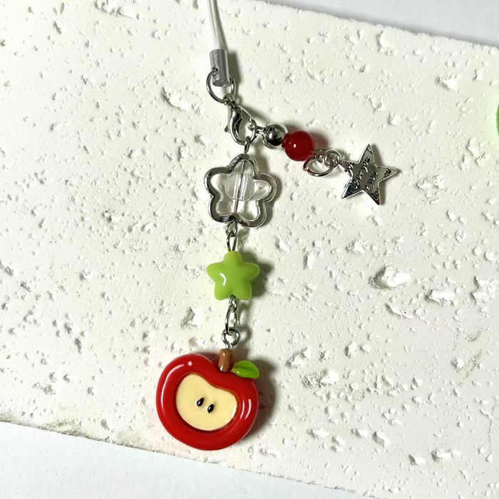 Wholesale Red Apple mobile phone lanyard bag decoration cute pendant keychain
