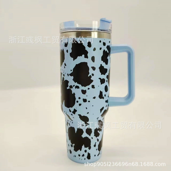 Wholesale Cow Print 40oz Insulated Car Cup with Handle - Stainless Steel Travel MOQ≥2