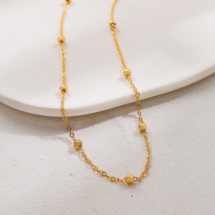 Wholesale short beaded clavicle chain ins simple fashion metal chain beaded neck chain