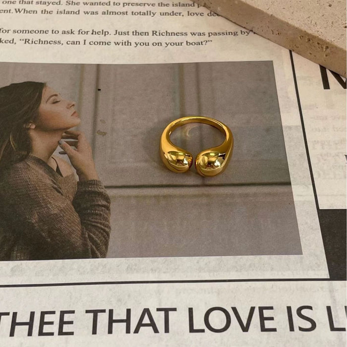 Wholesale New Fashionable Open Water Drop Ring, Simple Irregular Ring, Alloy Plated, Niche Personalized Jewelry