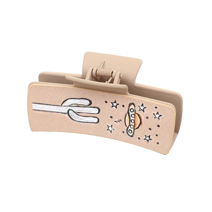 Wholesale Western Denim Wind Cactus Leather Women' s Hairpin Grab Clip Shark Clip