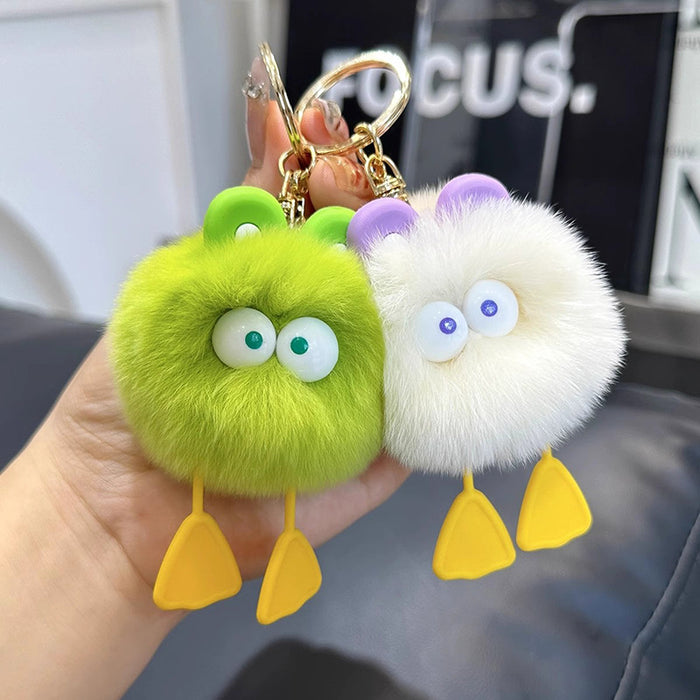 Wholesale imitation rex rabbit fur doll little duck plush ball pendant doll schoolbag pendant keychain mobile phone accessories