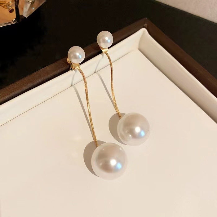 Wholesale Silver Needle Pearl Earrings Women's Long Tassel Earrings Jewelry