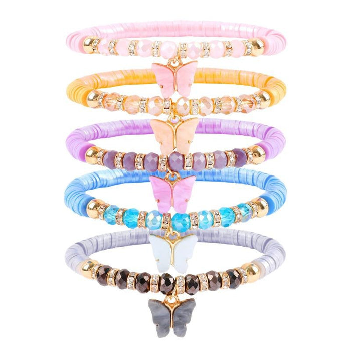 Wholesale Butterfly Pendant Soft y Bracelet suit Women Bohemian Partition Flower Macaron Colorful Soft y Bracelet
