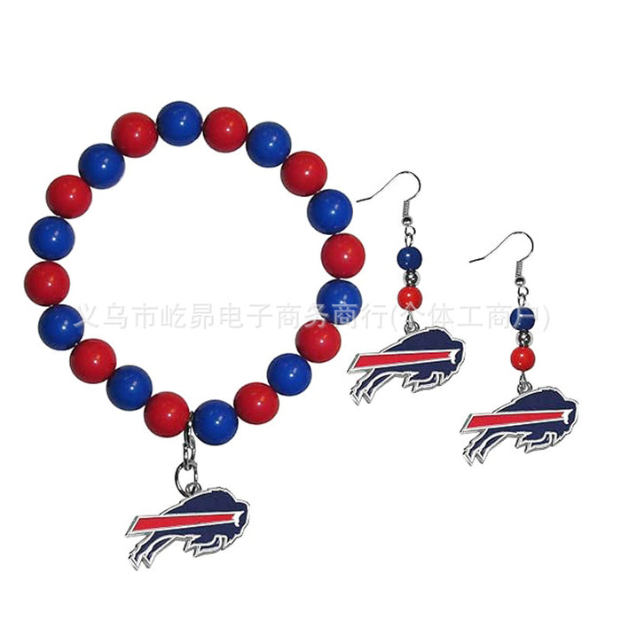 Wholesale Football Colored Candy Acrylic Bead Bracelet Earring Set