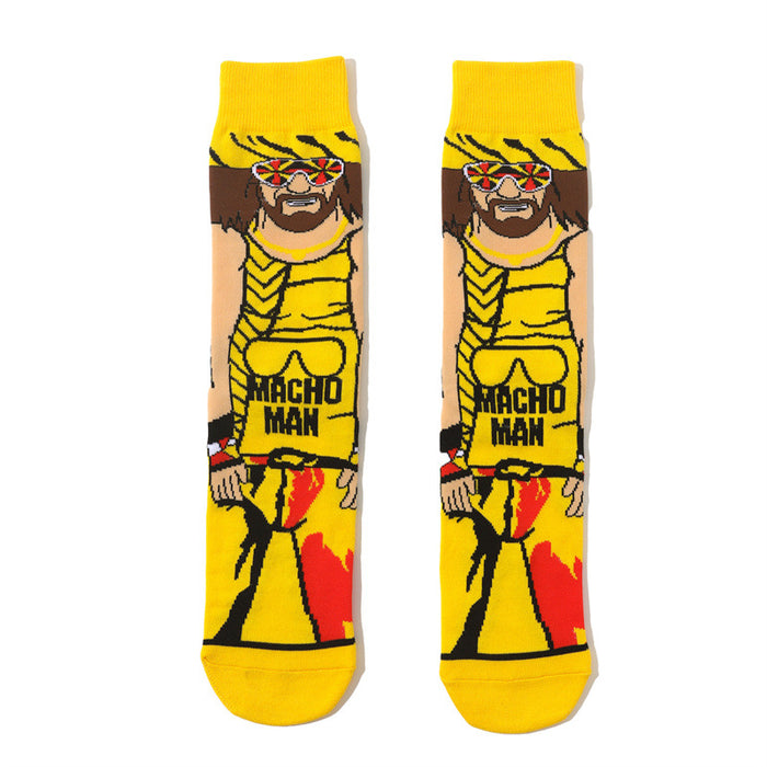 Wholesale Cartoon Men' s Sports Socks Cotton Mid-Calf Sports Socks