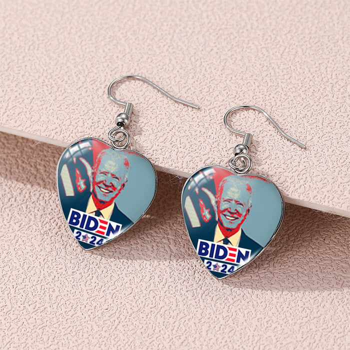 Wholesale Independence Day Stainless Steel Time Gem Love Earrings JDC-ES-KaLu005