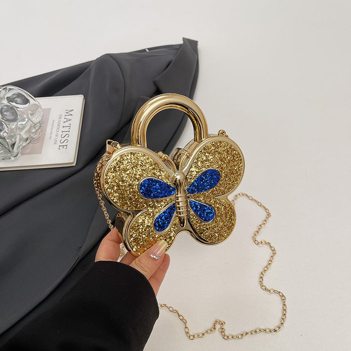 Wholesale Acrylic Butterfly Rhinestone Chain Shoulder Bag Silver Red Fashion Accessory for Resale