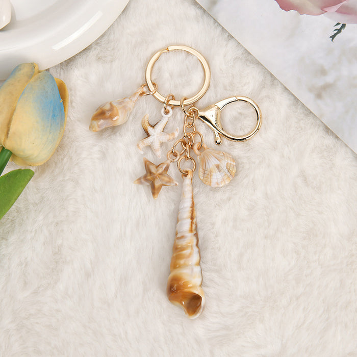 Wholesale Seaside Vacation Ocean Series Conch Starfish Pentagram Keychain