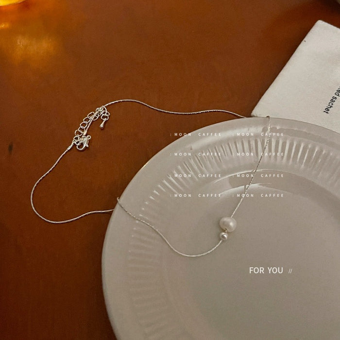 Wholesale Necklaces a pearl pendant snake bone thin chain clavicle chain niche necklace