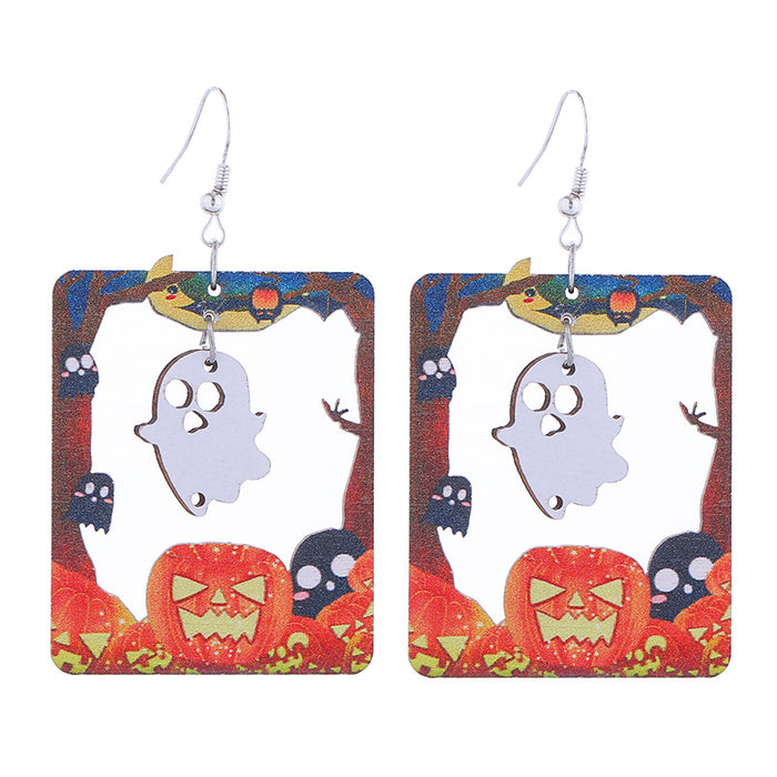 Wholesale  Wooden Earrings Ghost Pumpkin Castle Fun Holiday Earrings