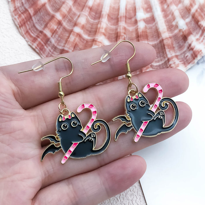 Wholesale Halloween Kitten Alloy Earrings JDC-ES-Oulu002