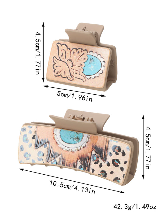 Wholesale Western Style Sunflower Cactus Leather Hairpin Combination suit Shark Clip Women' s Grab