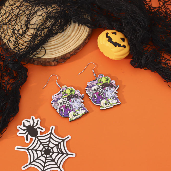 Wholesale  earrings creative personality funny wooden ghost cartoon earrings