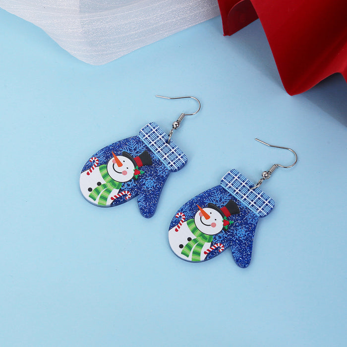 Wholesale  gloves snowman design acrylic earrings