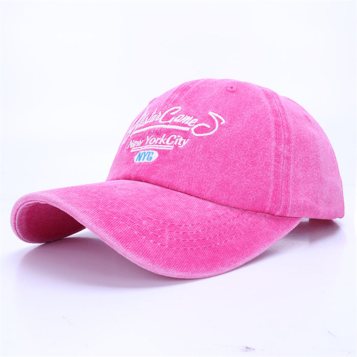 Wholesale Washed cotton baseball cap, retro casual sports duckbill cap, embroidered letter men's and women's hats