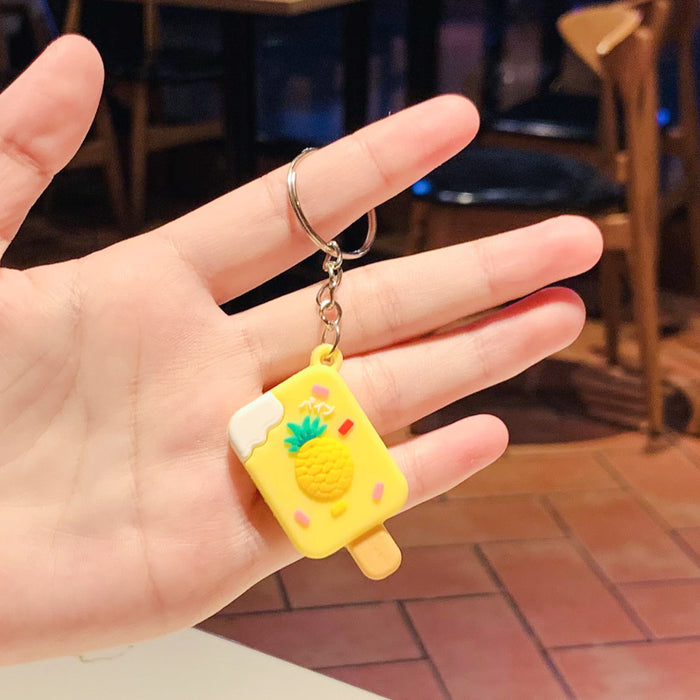 Wholesale New Mini Mini Cartoon Cute Fruit Ice Cream Keychain Car Chain Personalized Luggage Hanging Decoration Small Gift