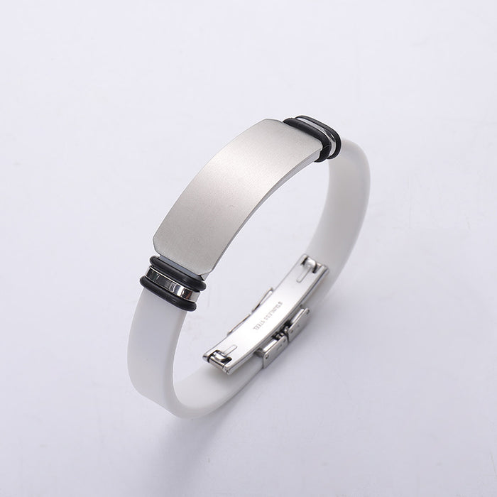 Wholesale Titanium steel personalized engraved sports basketball men's bracelet, silicone stainless steel couple bracelet