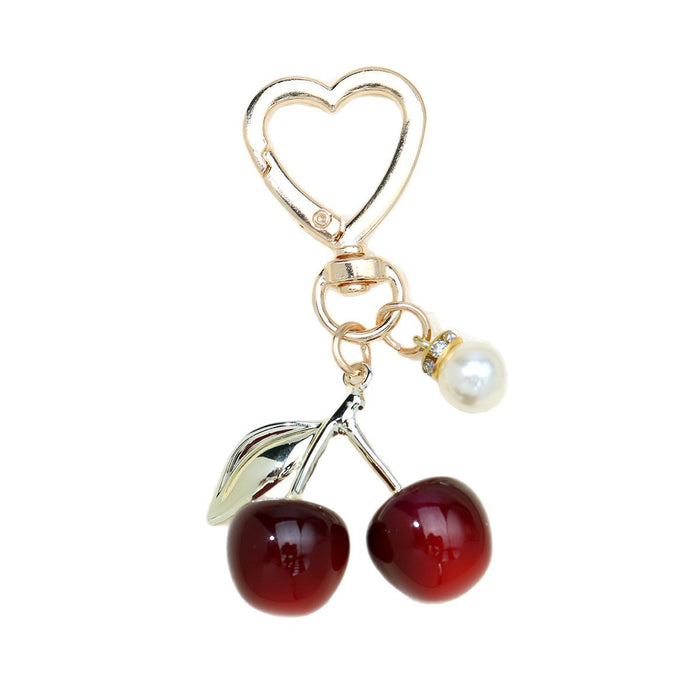 Wholesale Cute Fruit-Shaped Cherry Keychain Zinc Alloy Bag CharmTrendy Gift for Women MOQ≥2