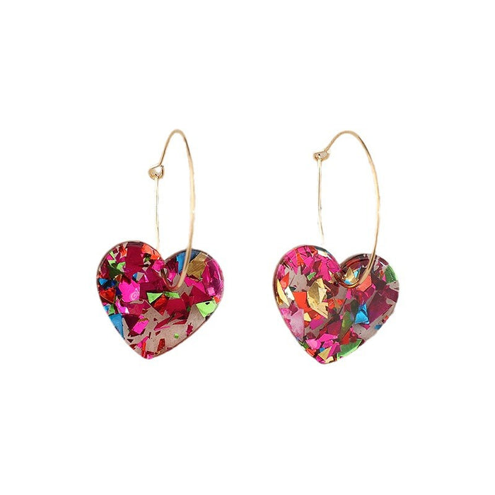 Wholesale Sparkling transparent heart-shaped multi-color women's earrings and earrings