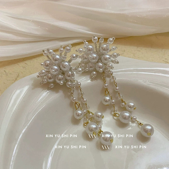 Wholesale Flower tassel earrings with retro temperament, high-end feel, niche design, earrings