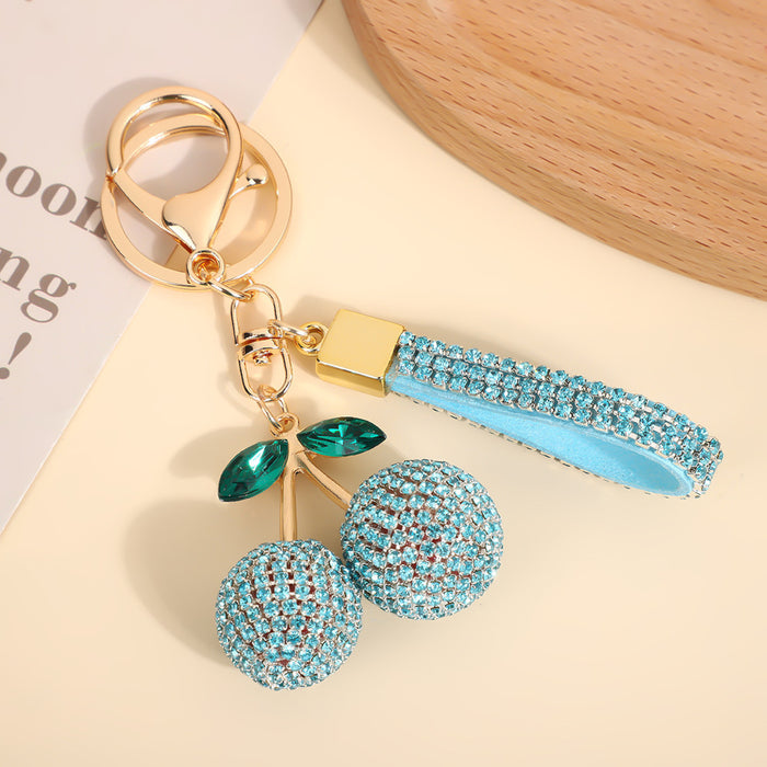 Wholesale Modern minimalist cherry keychain with diamonds