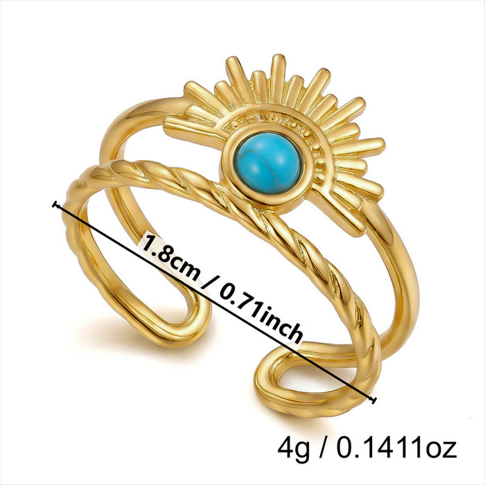 Wholesale Flower Sun Spiral Stainless Steel Open Ring Chic Fashion Jewelry Accessory