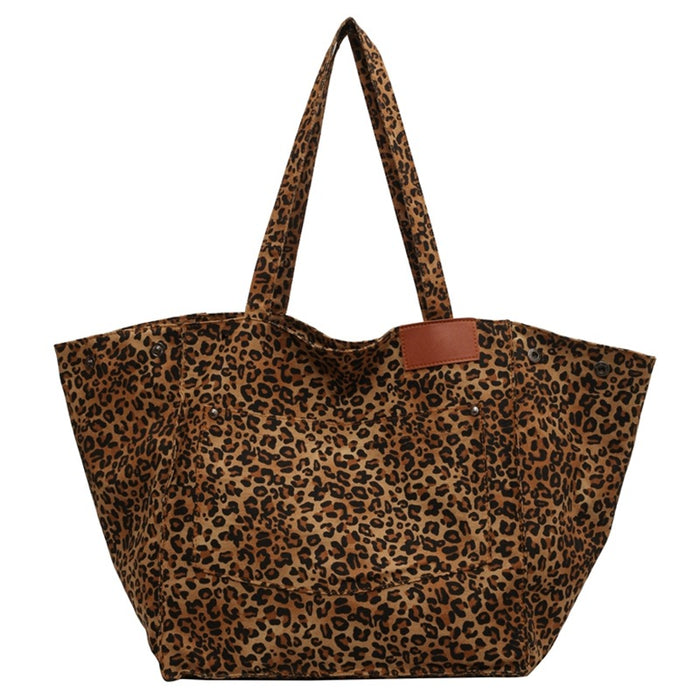 Wholesale Canvas Shoulder Bag Large Capacity Leopard Print Tote Bag JDC-SD-Biaoxiu003