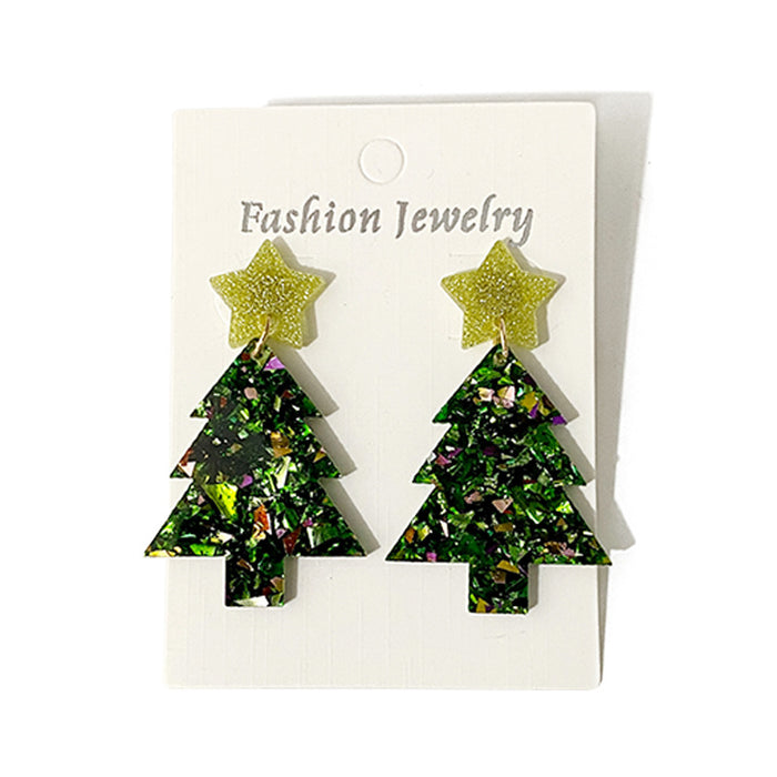 Wholesale Christmas tree earrings flash acrylic ing fashion earrings