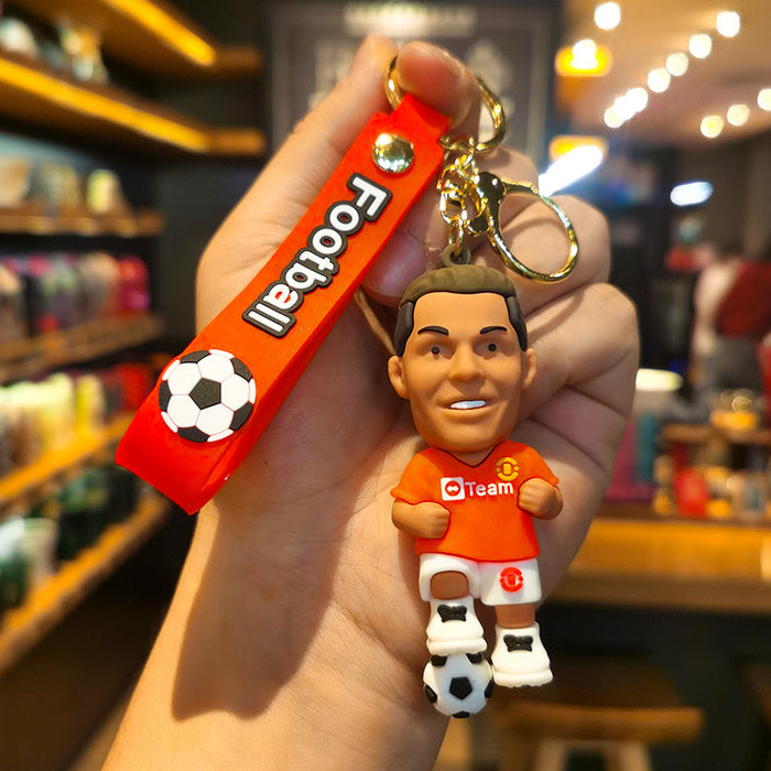 Wholesale Football keychain pvc car key ring