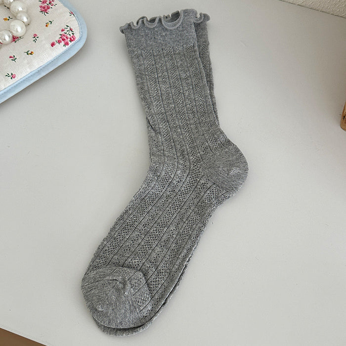 Wholesale Pile up socks, loose mouth mid tube socks, pure cotton mesh boneless socks
