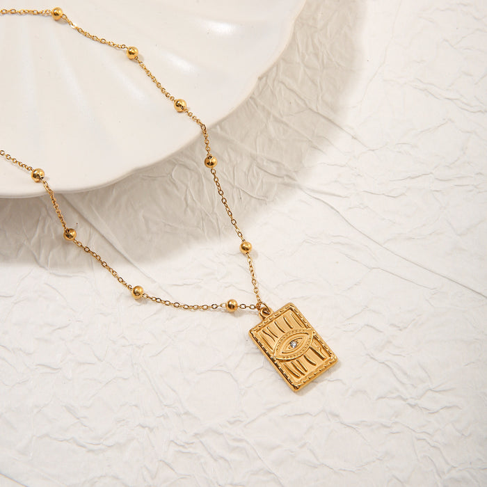 Wholesale Classic Fashion Stainless Steel Necklace Devil's Eye Zircon Pendant Color Preserved Electroplating