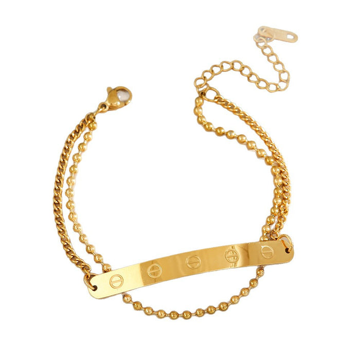 Wholesale New minimalist luxury titanium steel bracelet with high-end feel electroplated gold jewelry