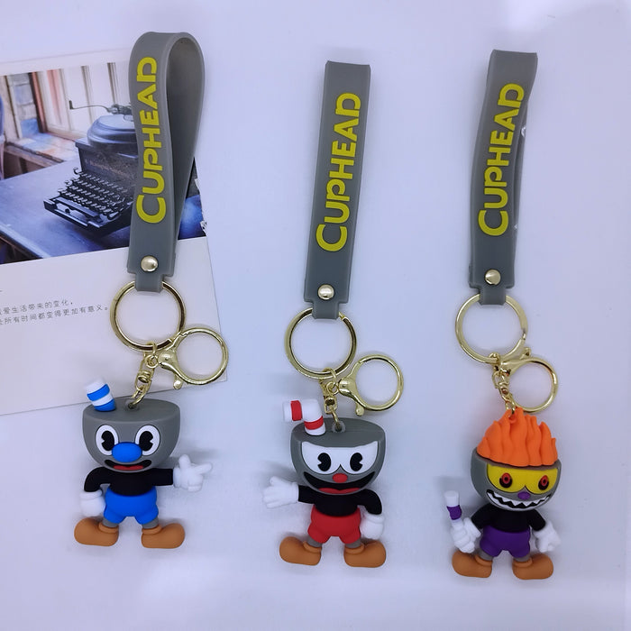 Wholesale cartoon teacup head big adventure key chain pendant bag car key chain accessories