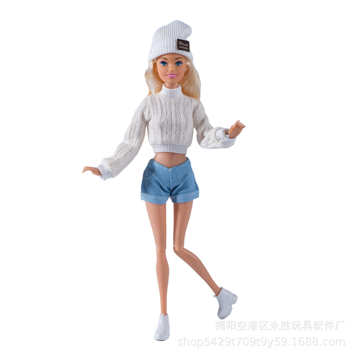 Wholesale Doll dress-up cardigan  hat and shorts set