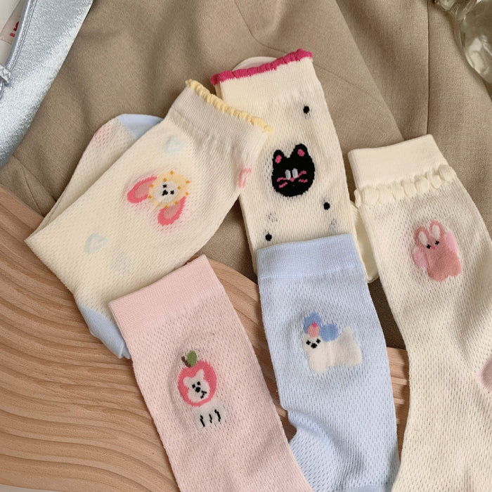 Wholesale Cartoon mesh breathable mid tube socks, cute socks