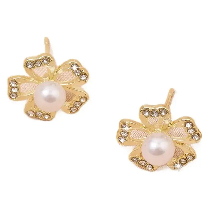 Wholesale flower stud earrings fashion  pearl S925 silver needle