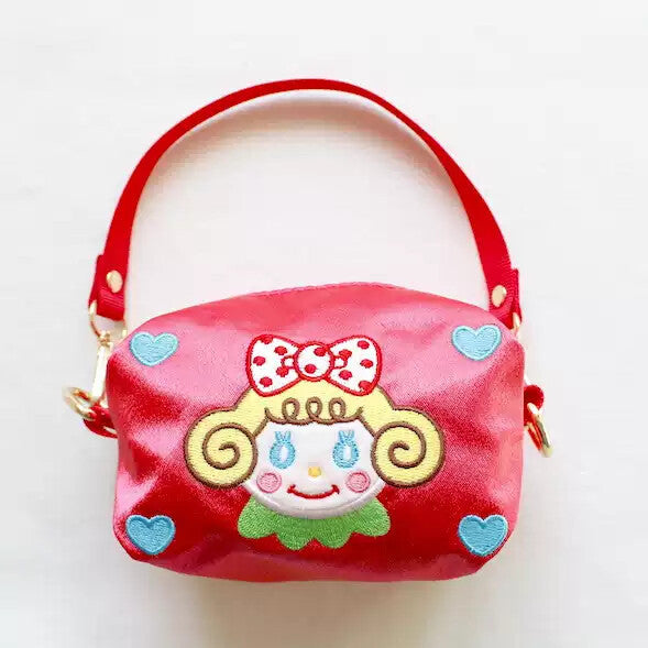 Wholesale Cartoon Embroidery Wallet Key Pouch with Curly Hair Girl Design